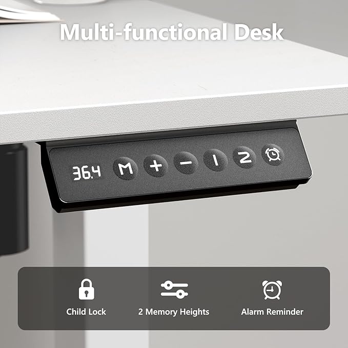 Standing Desk Home Office Desk, 48 x 24 Inches, Electric Height Adjustable Ergonomic Rising Computer Table, 4 * 2ft, White Desk