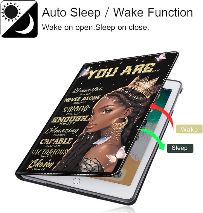 Case Fits All-New Amazon Kindle Fire HD 10 &amp 10 Plus Tablet (13th/11th Generation 2023/2021 Release) 10.1 Durable Shockproof Protective Cover with Auto Wake/Sleep，Black Woman Queen Afro Design
