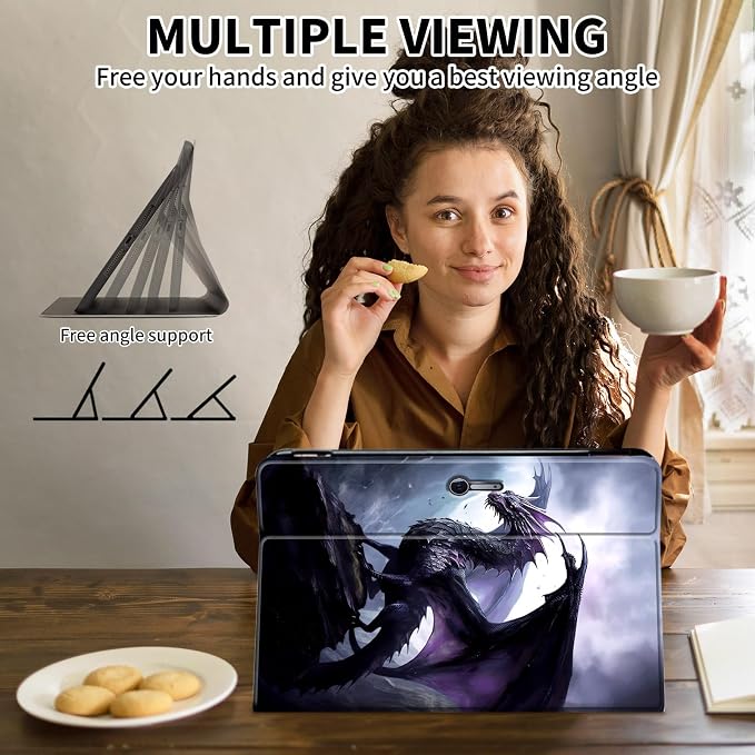 Case for Microsoft Surface Pro 11/10 / 9 13 InchPU Leather Cute Slim Folio Adjustable Stand Cover Case for Surface Pro 11th Edition AIArt Red Dragonfly