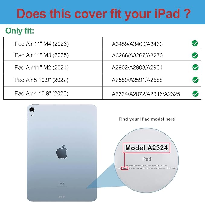 ProCase Smart Case for iPad Air 11-inch M4/M3/M2 &amp Air 10.9 5th/4th Gen | Hard Back Cover with Auto Sleep/Wake Slim Lightweight Case for iPad Air 11 2026/25/24 &amp 10.9 2022/2020-Aqua