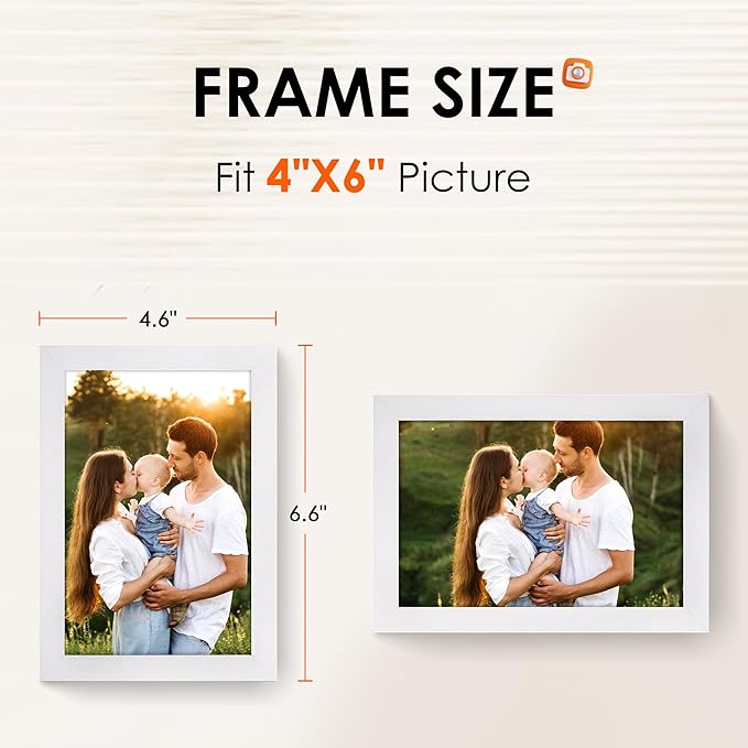 FIXSMITH 4x6 Picture Frame Set of 2, Photo Frame 4x6 with HD Plexiglass, White Picture Frames Collage for Tabletop or Wall Display