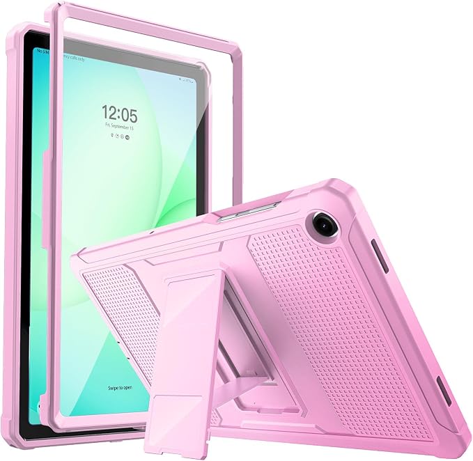 MoKo Shockproof Case Fit Samsung Galaxy Tab A11+ Plus/ A9+ 11 Inch | Full Body Rugged Stand Back Cover with Built-in Screen Protector for Galaxy Tab A11+/ A9+ Tablet Light Gray