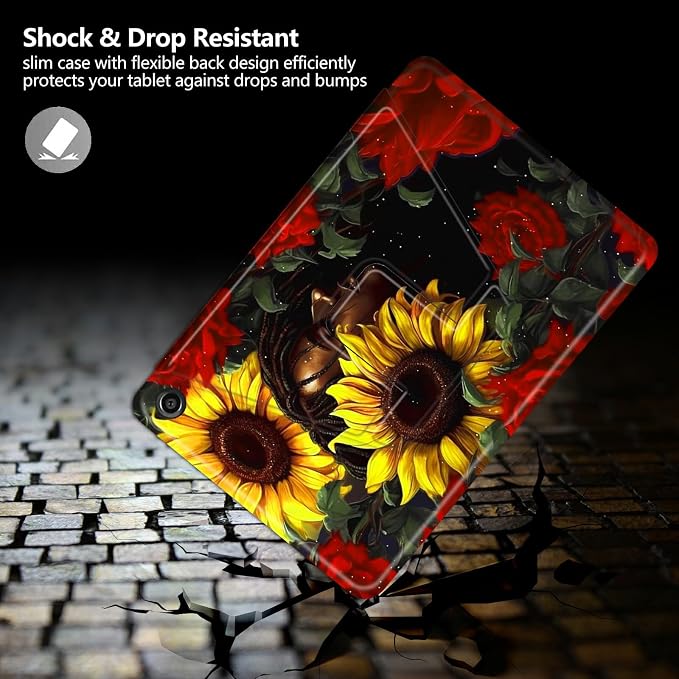 Case for Kindle Fire 7 Tablet (12th Generation 2022 Release) Baseball Theme 360 Degree Rotating Stand Protective Cover with Auto Sleep/Wake for Fire 7 2022 Tablet
