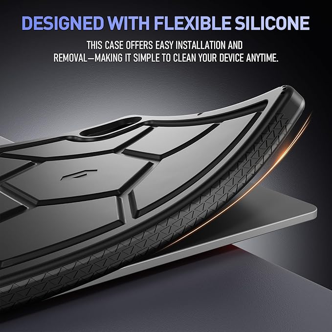 Poetic TurtleSkin Case for Samsung Galaxy Tab S10 FE Plus (2025 Release) 13.1 inch Case with S Pen Holder Heavy Duty Shockproof Kids Friendly Protective Silicone Cover Black