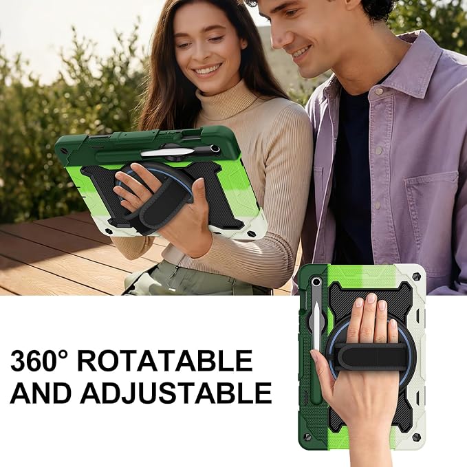 Galaxy Tab S10 Lite/S10 FE/S9 FE 5G/S9 Case 10.9/11 inch | with Screen Protector 360° Rotating Kickstand Hand/Shoulder Strap Heavy Duty Shockproof Cover S Pen Holder Kids Friendly