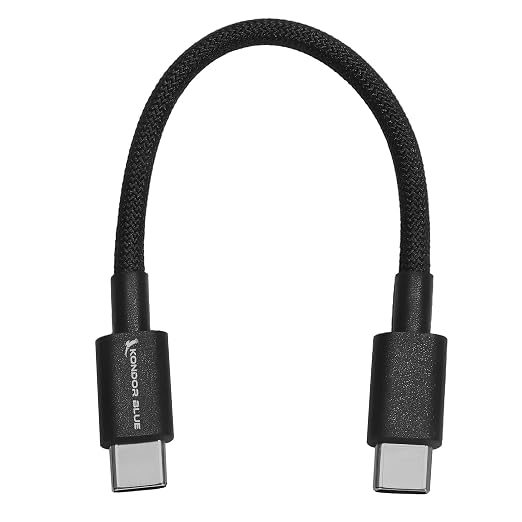 KONDOR BLUE | 10 Inch USB-C Cable for DJI LiDAR Focus System | Reliable Communication Cable for Compatible LiDAR Workflows | Black