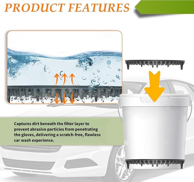 Car Wash Bucket, 10.28 Inch Diameter Car Wash Filter