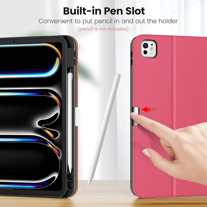 DTTO for iPad Pro 13 Inch Case M5/M4 2025/2024 Magnetic Clasp Multiple Angles Auto Wake/Sleep Premium Leather Business Folio Stand Smart Cover with Pencil Holder for iPad Pro 13 Blue