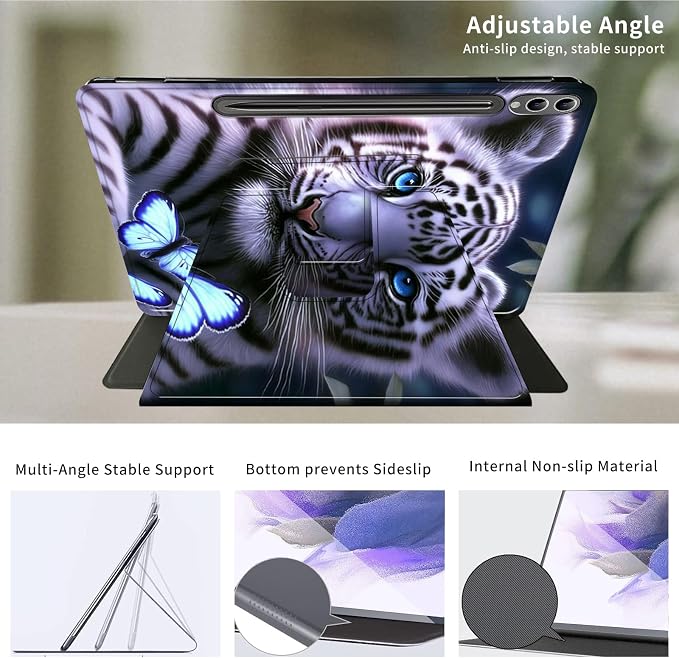 Case for Samsung Galaxy Tab A9 8.7-Inch 2023360 Degree Rotating Multi-Angle Viewing Protective Cover with Auto Sleep/Wake-Blue Butterfly