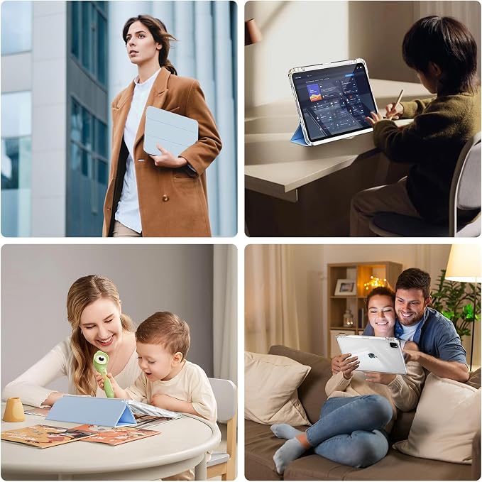 Case for iPad Air 13 Inch Case M4/M3/M2 (2026/2025/2024) Pro 12.9 Inch (6th/5th Gen 2022/2021) 2 in 1 Detachable Cover with Clear Hard Back Supports Touch ID Auto Wake/Sleep Black
