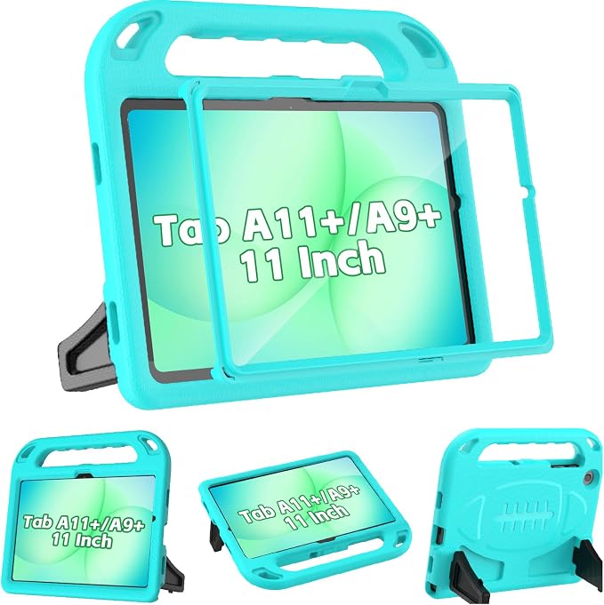 BMOUO Kids Case for Samsung Galaxy Tab A11+ Plus 11” 2026/A9+ Plus 2023 11 inch Tablet with Screen Protector Shockproof Lightweight Stand Handle Galaxy Tab A11 Plus/A9 Plus Case for Kids Black