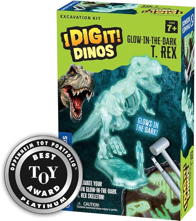 Thames & Kosmos I Dig It Dinos Glow-in-The-Dark T. Rex Excavation | Science Kit | Glowing Tyrannosaurus Rex Dinosaur Skeleton | Paleontology | Oppenheim Toy Portfolio Platinum Award | Dinosaur Toy