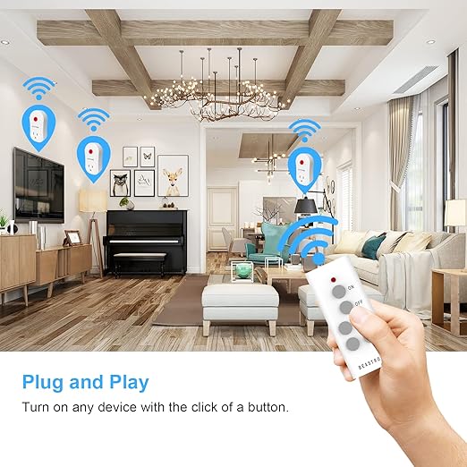 Beastron Upgraded Remote Controlled Outlet (1 Pack with 1 Remote),Expandable Remote Light Switch Kit, Wireless On Off Power Switch, 100ft RF Range, Compact Design, White