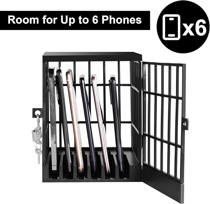 Gemaxvoled Cell Phone Jail Lock Box Mobile Phones Prison Lockable Cage for Classroom Family Time Party