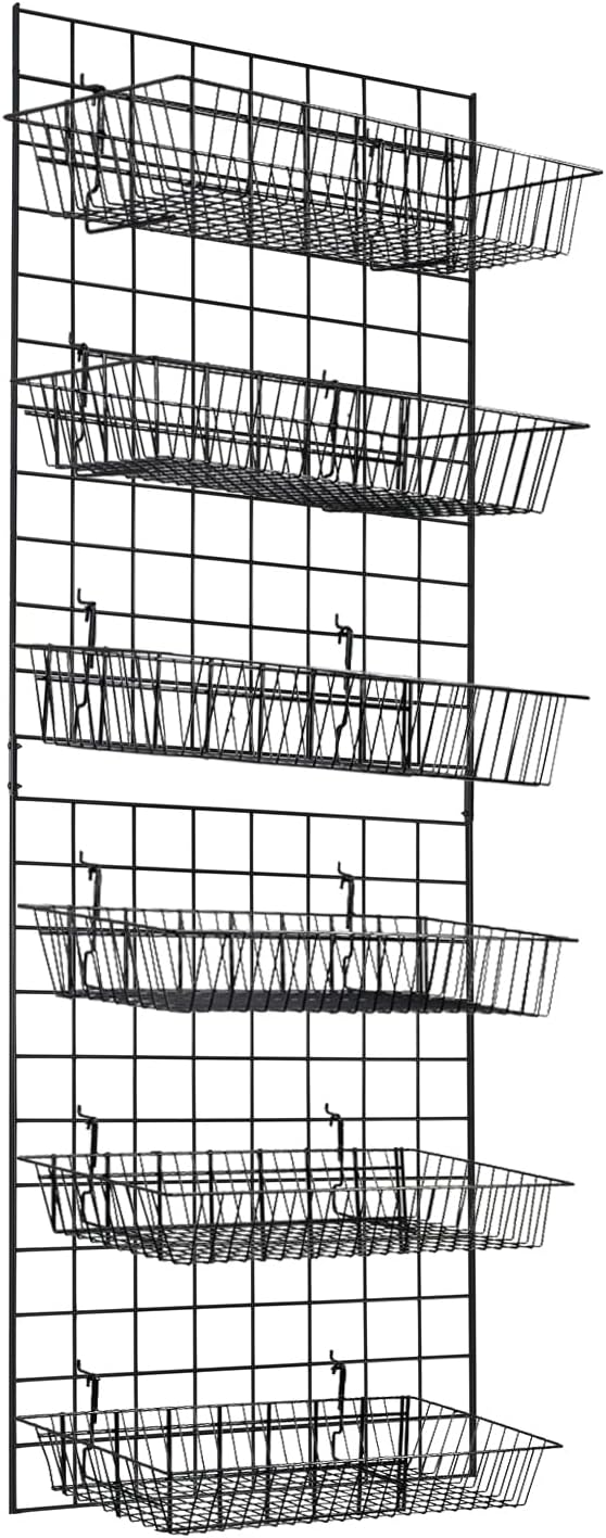 7RiversART Grid Wall Commercial Grade Gridwall Panels – Heavy Duty Grid Panel for Any Retail Display Wall Grid 2' Width x 6' Height, Black (Pack of 4) Easily Portable