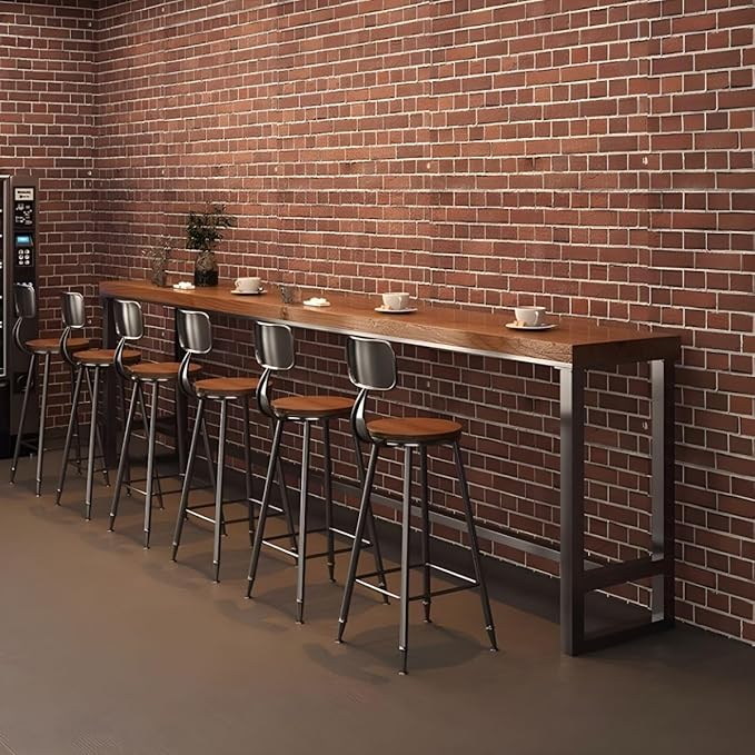 RUNNUP Farmhouse Bar Table Solid Wood Rectangle Bar Height Table for Kitchen Coffee Shop Window Small Space -Table Only(86.6" L x 15.7" W x 41.3" H)