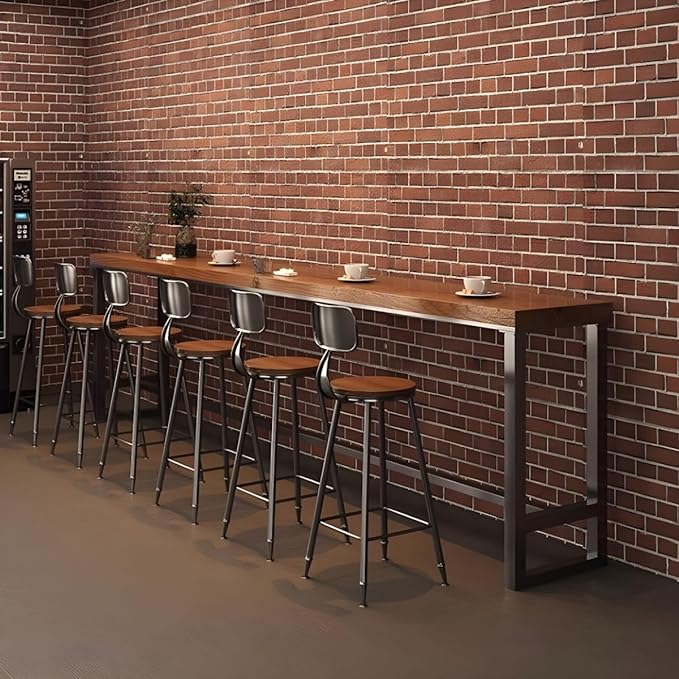 RUNNUP Farmhouse Bar Table Solid Wood Rectangle Bar Height Table for Kitchen Coffee Shop Window Small Space -Table Only(63" L x 15.7" W x 41.3" H)