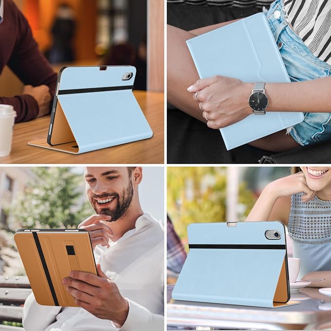 DTTO for iPad Air 11-inch Case M4/M3/M2 (2026/2025/2024) iPad Air 5th / 4th Generation (2022/2020) Premium Leather Business Folio Stand Cover with Pencil Holder - Auto Sleep/Wake Brown