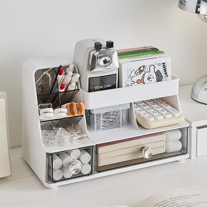 Makeup Organizer with Drawers for Vanity,Bathroom Countertop Organizer with Brushes Holder,Skincare Storage Organizer,Perfect Cosmetic Display Case for Your Beauty Essential