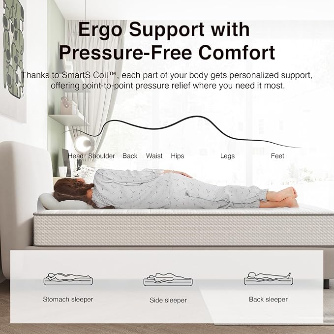 Novilla Twin XL Mattress, 8 Inch TXL Size Mattresses in a Box with Smarts™ Coil for Pressure Relief, Medium Plush Foam and Spring Hybrid Colchones with CertiPUR-US Certified for Kids