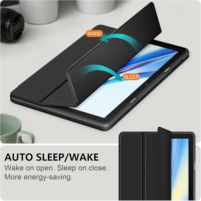 Case Compatible Blackview Tab 70 WiFi 10.1 TabletAnti-Collision Transparent Back Shell Cover with Auto Wake/Sleep FunctionBlack