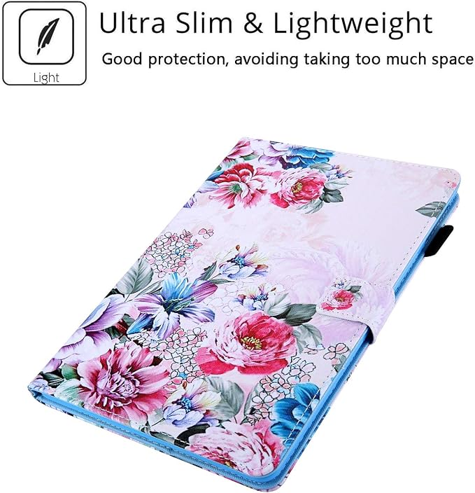 for Apple iPad 10.2 Case 9th/8th/7th Generation Cover (2021/2020/2019) with Auto Wake/Sleep Ultra Thin Lightweight Trifold Stand Folio PU Leather &amp Hard Back Hybrid Cover Almond Blossom