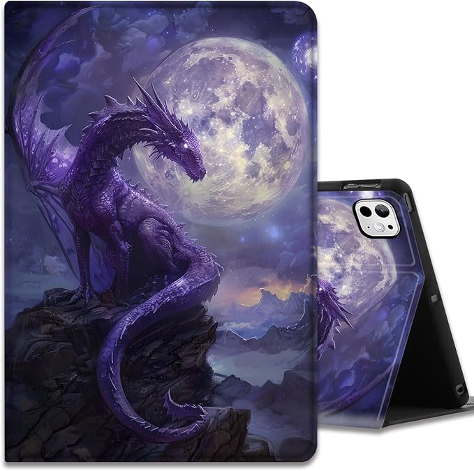 Case for iPad Pro 13 Inch M4 (2024) Slim Multi-Angle Smart Stand Cover with Automatic Sleep/Wake Function for iPad Pro 13 Inch Art Dragonfly