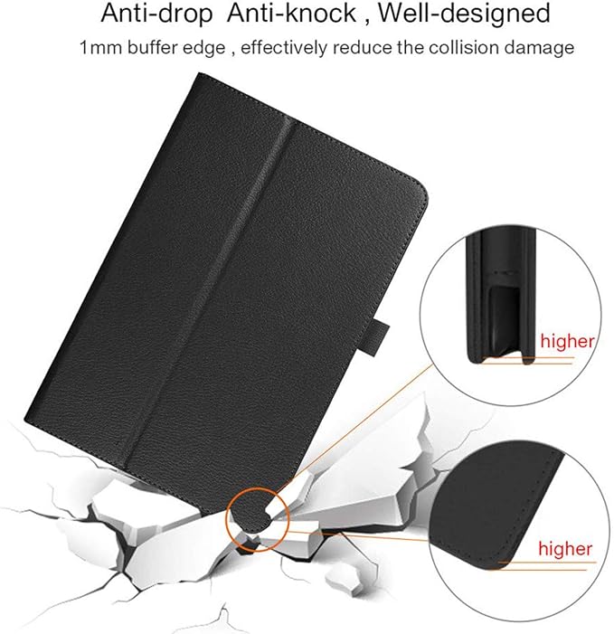 Folio Stand Case for onn. 8 Tablet (2024 Model Gen 4) - Folding Slim Magnetic PU Leather Protective Cover (Black)