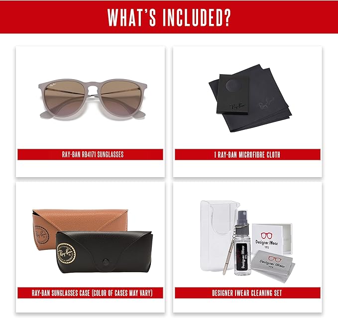 Ray-Ban RB4171 ERIKA Round Sunglasses For Women +BUNDLE with ACCESSORY EYEWEAR KIT