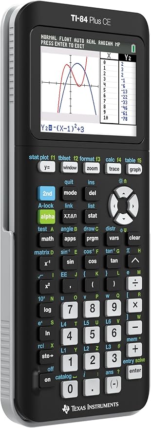 Texas Instruments TI-84 PLUS CE Graphing Calculator, Black (Frustration-Free Packaging) (84PLCE/PWB/2L1/A)