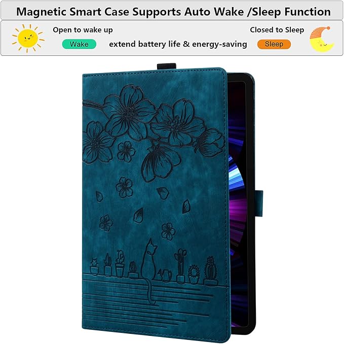 for Apple iPad 10.2 Case 9th/8th/7th Generation Cover (2021/2020/2019) with Auto Wake/Sleep Ultra Thin Lightweight Trifold Stand Folio PU Leather &amp Hard Back Hybrid Cover Almond Blossom