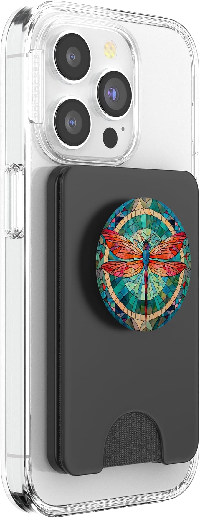 Aesthetic Stained Glass Colorful Dragonfly Abstract PopSockets PopGrip for MagSafe