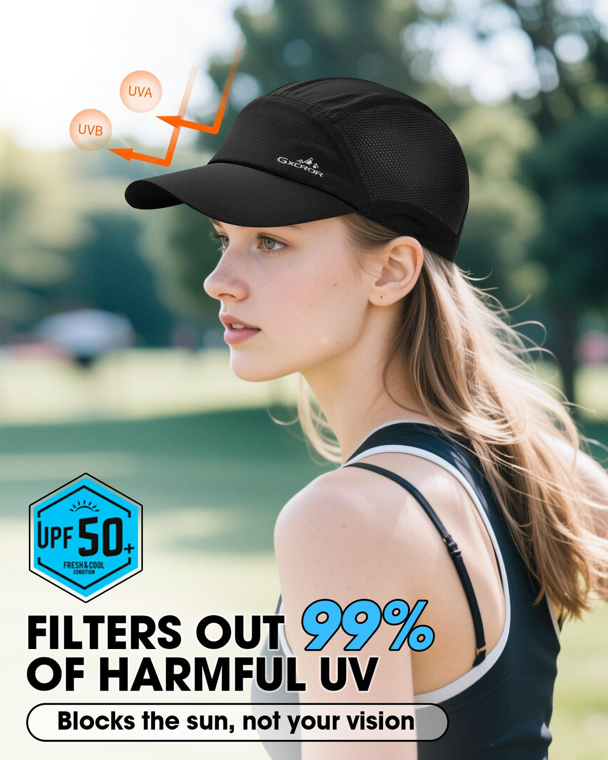 GXCROR Performance Baseball Cap for Men & Women - UPF 50+ Running Hat, Lightweight Quick-Dry Sports Hat for Golf, Hiking, Gym