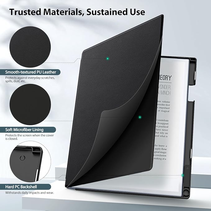 TiMOVO Case Fit for Remarkable 2 10.3 2020 with Pen Slot Black | Lightweight Hard Back Shell Protective Book Folio Cover Auto Wake/Sleep