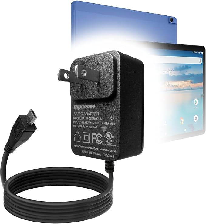 BoxWave Charger Compatible with Sky Devices Elite T10 - Wall Charger Direct (15W) Rapid Charge Your Device with Built-in 3ft Cable