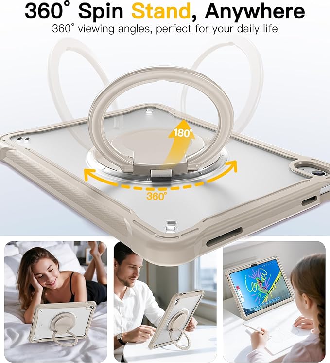 BRAECN for iPad (A16) 11th/10th Generation Case 11 inch 2025/10.9'' 2022 Handle Protective Cover 360 Rotating Ring Stand Shockproof Dropproof Case for Kids Kickstand &amp Pencil Holder &amp Shoulde