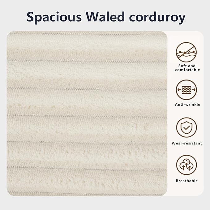 Fefances Loveseat Sofa Bed Boneless Couch, Convertible 2-in-1 Design, Corduroy Fabric - Compact Memory Foam Couch for Small Spaces, Apartments, Home Office & Bedroom (Beige)