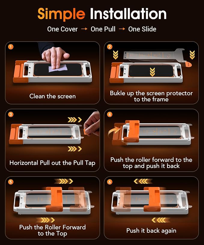 GolbinBox for iPhone 17 Pro Screen Protector 3D Full Coverage 2 Pack | tempered glass with 9H+ hardness anti-fingerprint coating responsive touch and roller tray installation