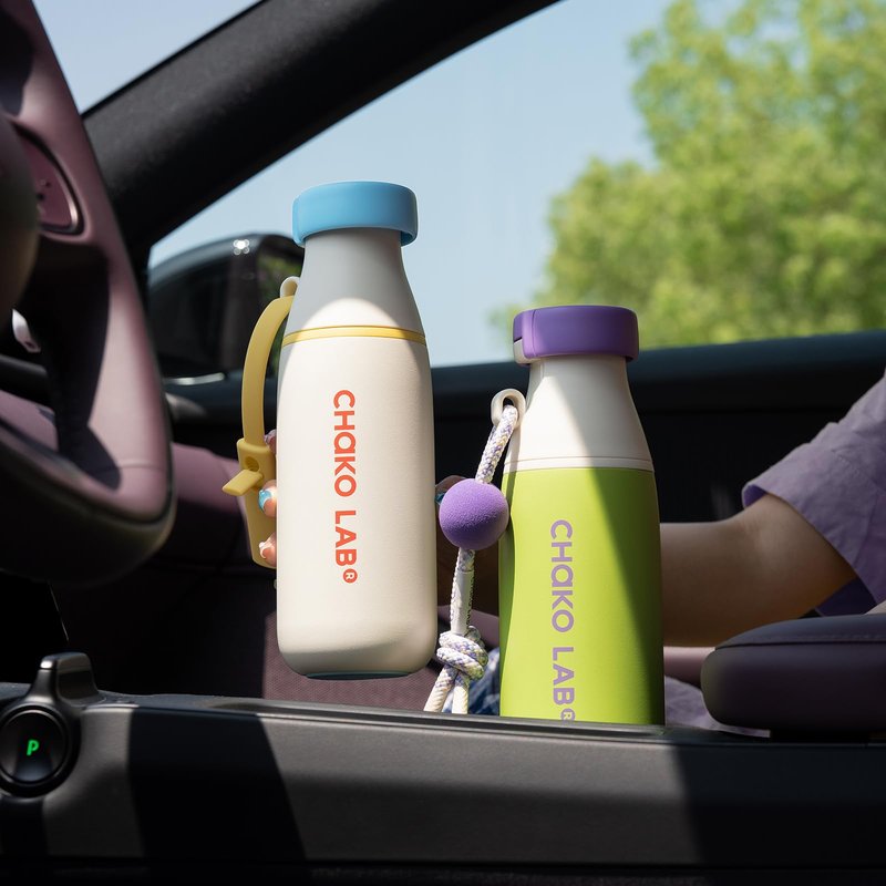 CHAKO LAB Insulated Stainless Steel Water Bottle with Two Strap | BPA-Free Leak Proof | 17oz Bottle with Spout Lid & Straw | Orange Marmalade
