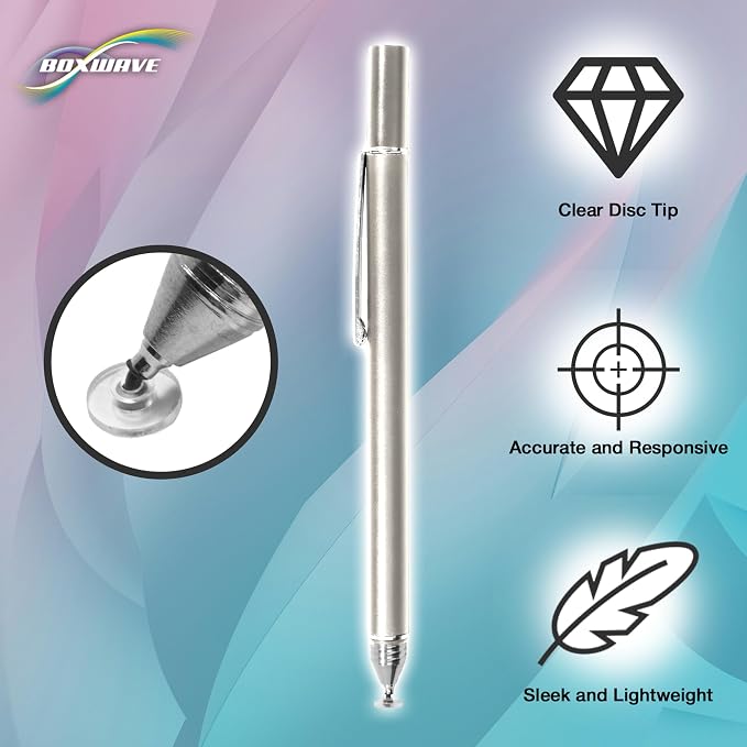 BoxWave Stylus Pen Compatible with Acer Spin 3 (SP314-53N) - FineTouch Capacitive Stylus Super Precise Stylus Pen - Metallic Silver