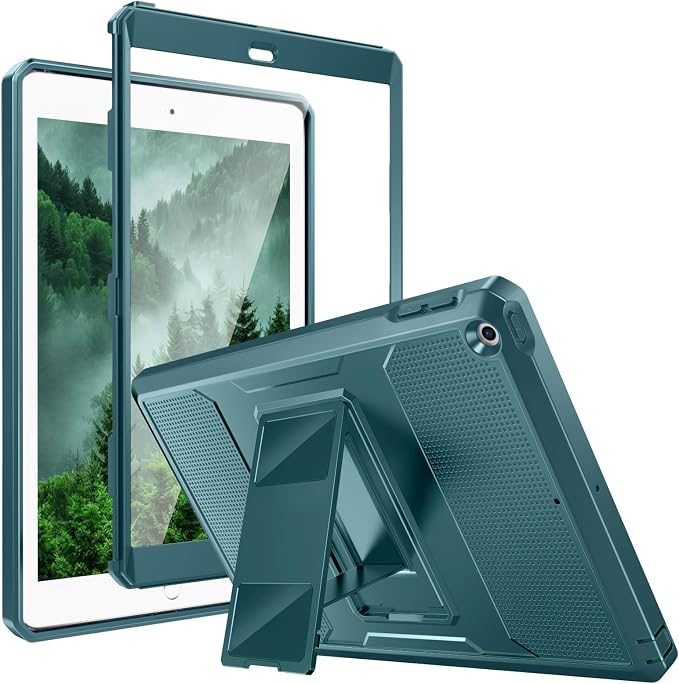 MoKo Shockproof Case Fit 2018/2017 iPad 9.7 6th/5th Generation Black | Heavy Duty Shockproof Full Body Rugged Hybrid Cover with Built-in Screen Protector for Apple iPad 9.7 Inch 2018/2017