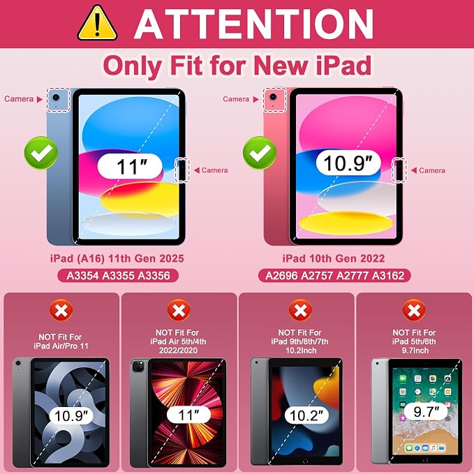 BLOSOMEET for iPad A16 Case 11th Generation 11 2025 &amp 10th Generation 10.9 Inch 2022 Heavy Duty Protective Rugged Cover with Built-in Pencil Holder &amp Kickstand for iPad 11/10th Gen Black