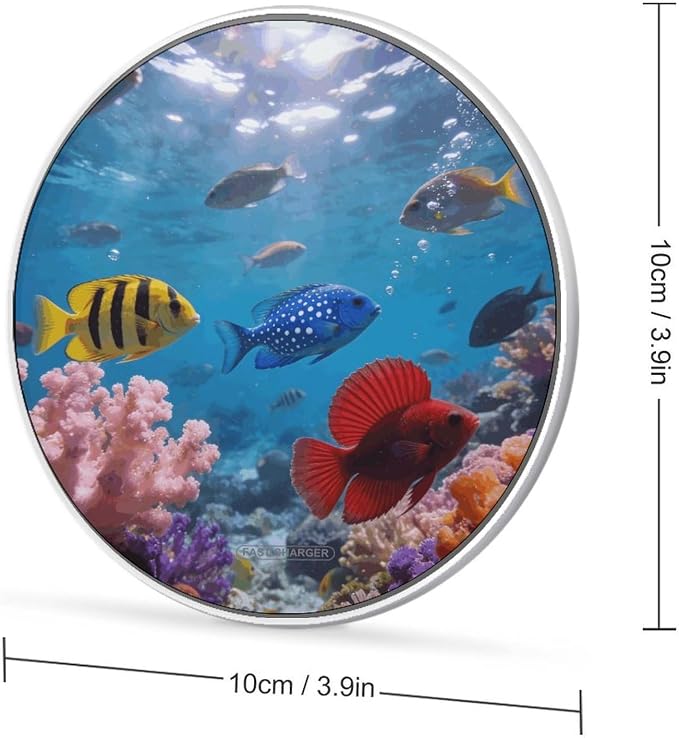 Ocean Wireless Charger Portable Fast Charging Pad Lightweight Wireless Charging Pad 10W Slim Charging Station for Phone Charger Mat for Travel Home Office Desk