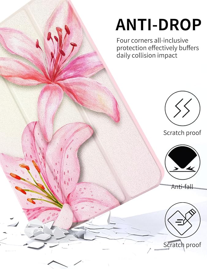 Case for iPad 9th/ 8th/ 7th Generation Case 10.2&amp10.5 Inch (2021/2020/2019 Release) Slim Lightweight Soft Trifold Back Cover with Pencil Holder &amp Auto Sleep/Wake Cover Cherries Cheetah Bows