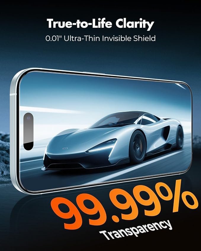 UNBREAKcable for iPhone 15 Plus Screen Protector 4+2 Pack [9H+ Military-Grade Shatterproof] [Effortless Bubble-Free Installation] Ultra HD Clarity Tempered Glass with Lens Protector Case friendly