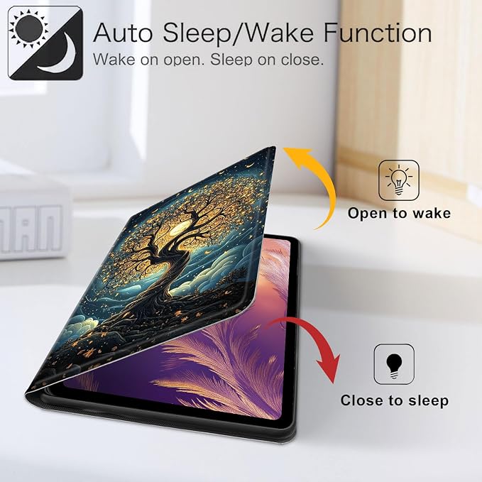 for iPad 11th Generation (A16 2025) 11 / iPad 10th Gen 10.9 2022 Case 360° Rotating PU Leather Stand Cover with Auto Sleep/Wake Shockproof TPU Backl Raccoon Perched