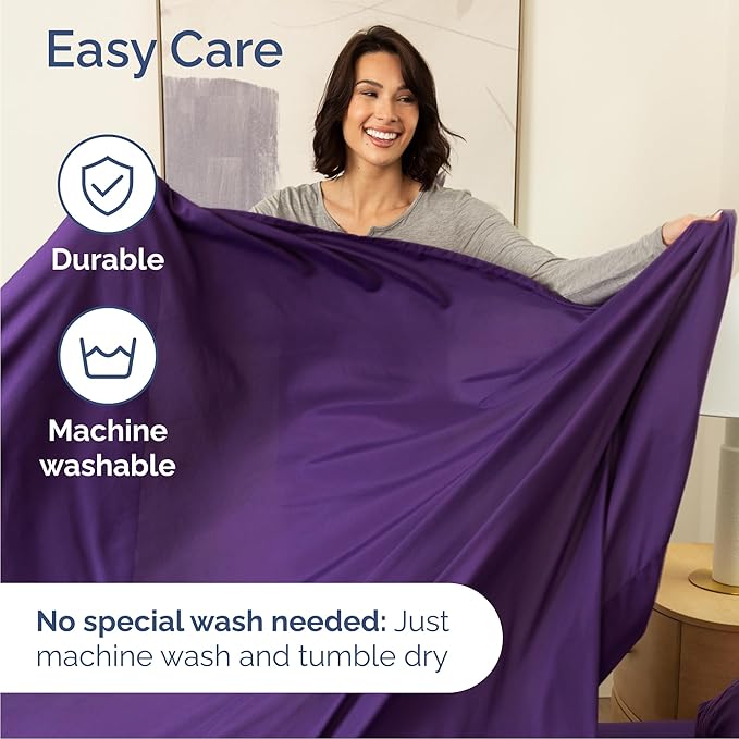 Cal King Size 4 Piece Sheet Set - Comfy Breathable & Cooling Bed Sheets Set - Hotel Luxury Bedding for Women, Men, Kids, Teens, Boys & Girls - Deep Pockets, Soft and Wrinkle Free - Oeko-Tex - Purple