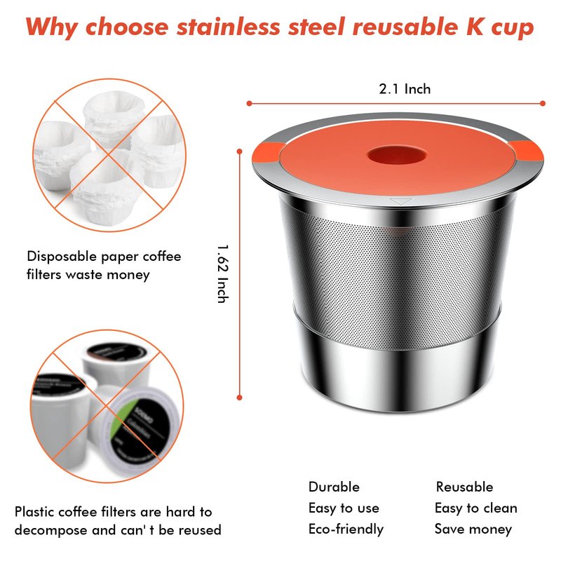 ACOFEM 2 Pack Reusable K Cups Pods for Keurig 1.0 & 2.0