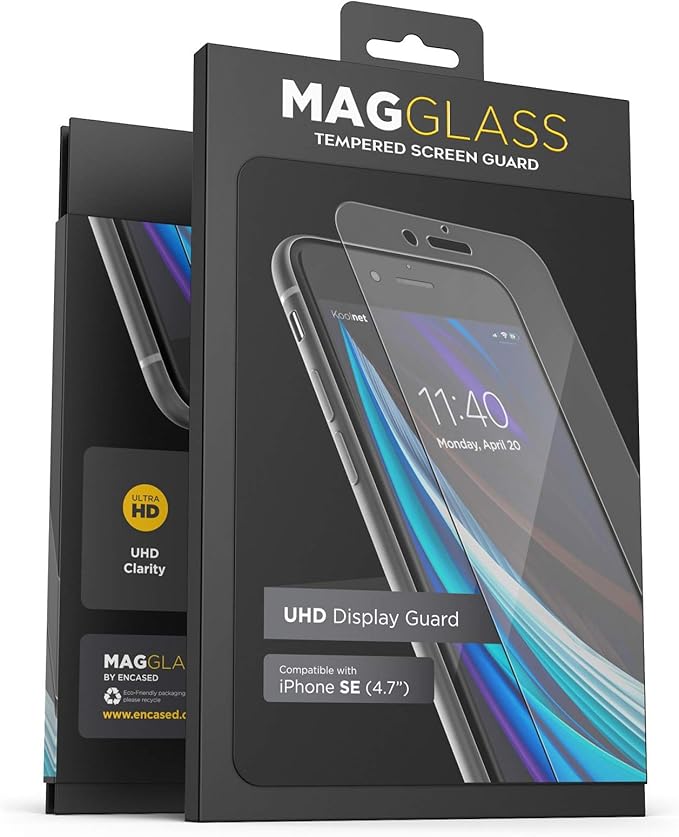 magglass Tempered Glass for iPhone SE Screen Protector (2020 / 3rd Gen 2022) Anti Bubble UHD Clear Display Guard (Case Compatible) (HD Clear)