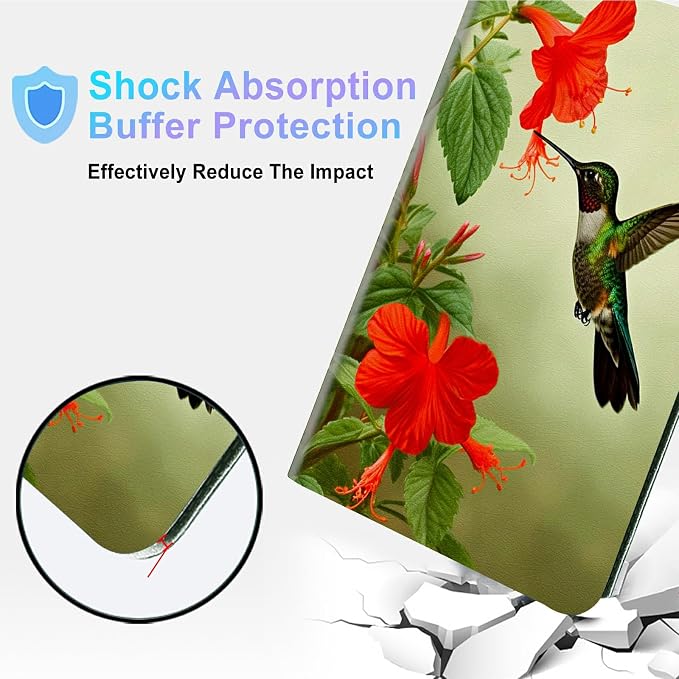 for Microsoft Surface GO 3/GO 2 Case with Adjustable Stand &amp Auto Wake/Sleep PU Leather Slim Smart Protect Cover - African Women Red Hair